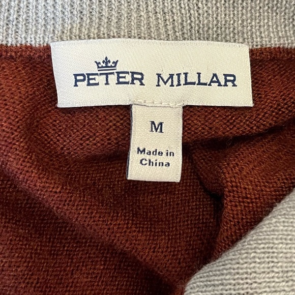 Peter Millar Wool Silk Suede Trim 1/4 Zip Sweater - M - Picture 7 of 9